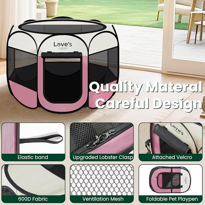 Love's cabin Pet Puppy Dog Playpen, Large Dog Tent Crates Cage Indoor/Outdoor - Image 5