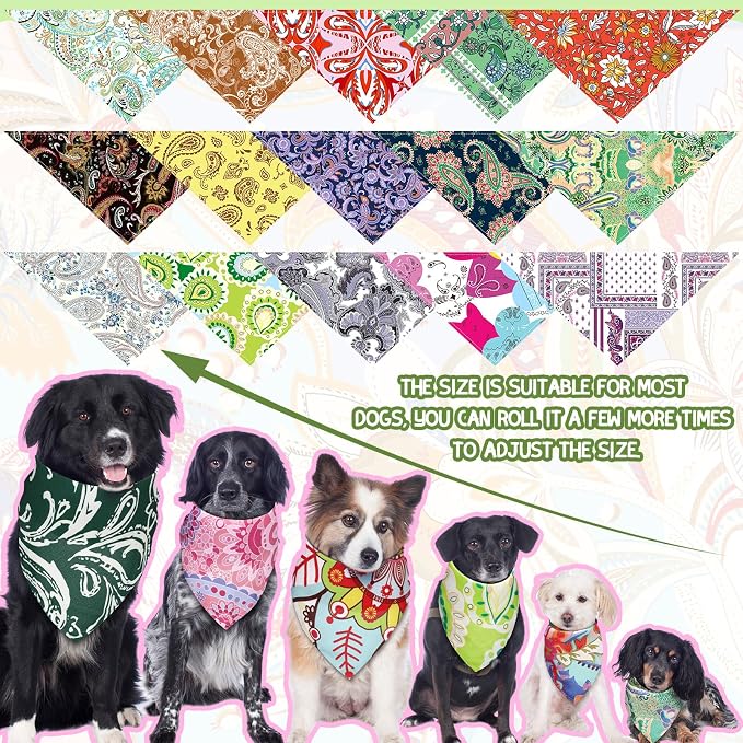 100 Pcs Paisley Dog Bandanas Bulk Pet Bibs Colorful Triangle Scarf Pet Paisley - Image 3