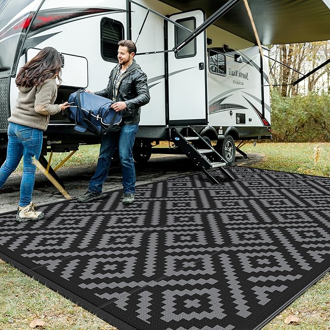 GENIMO Outdoor Rug for Patio Clearance, 10x14 Waterproof Large Mat, Reversible by GENIMO
