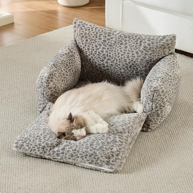 Hollypet Cat Bed Fluffy Plush Mutifuctional Double-Layer Soft Pet Couch - Image 6