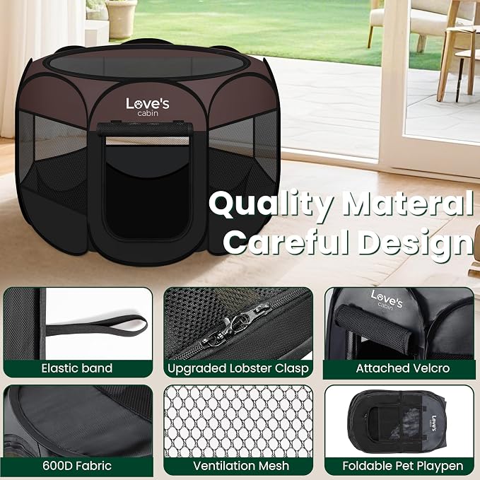 Love's cabin Pet Puppy Dog Playpen, Medium Dog Tent Crates Cage Indoor/Outdoor - Image 5