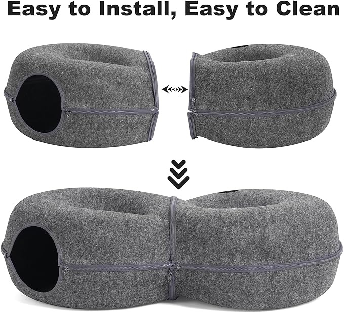 8-Shaped Large Cat Tunnel Bed for Indoor Cats, Infinite Circulation Peekaboo - Image 6