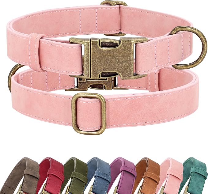 Didog Soft PU Leather Dog Collar, Stylish Quick Released Dog Collars by Didog