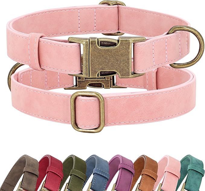Didog Soft PU Leather Dog Collar, Stylish Quick Released Dog Collar by Didog