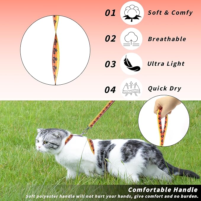 Cat Harness and Leash Set, Adjustable Kitten Harness Escape Proof Cats Harness - Image 3