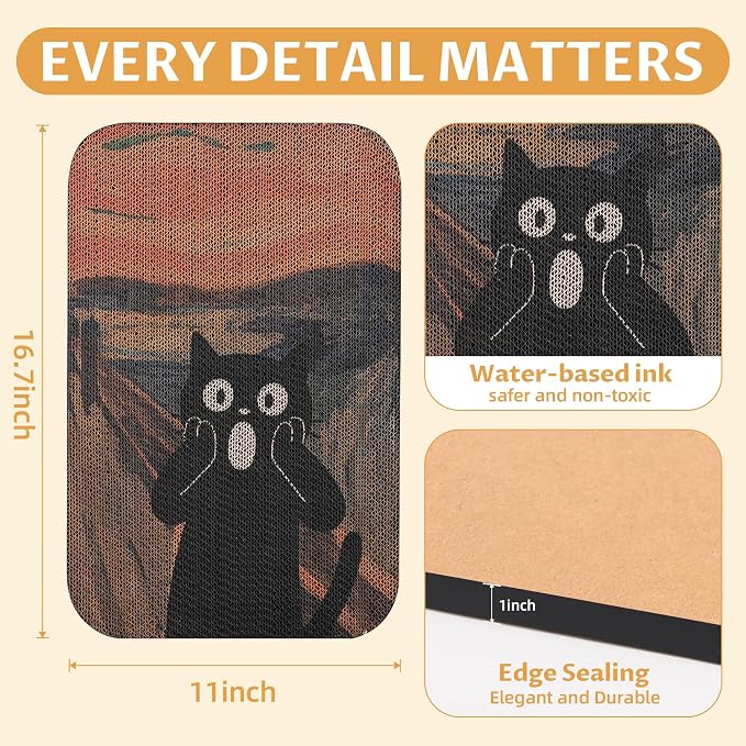 2 Packs Art Cat Wall-Mountable Scratching Board 16.7x11x1 Inch Cat Wall Scratch - Image 2