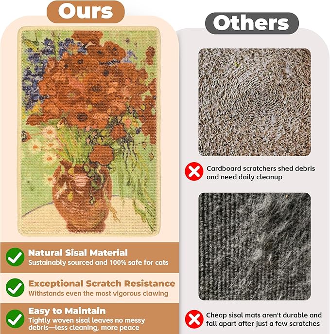 Sisal Cat Scratcher Mat, Cat Wall Scratcher - Image 4