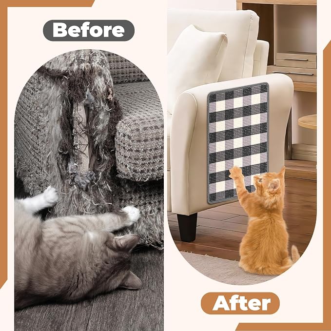 Cat Scratcher Mat, 23.6x15.7 Inch Natural Sisal Cat Scratch Pad, Horizontal Cat - Image 5