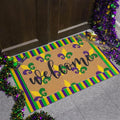 Tinideya 2 Pcs Mardi Gras Door Mat Carnival Welcome Non Slip Coir Mats Purple by Tinideya