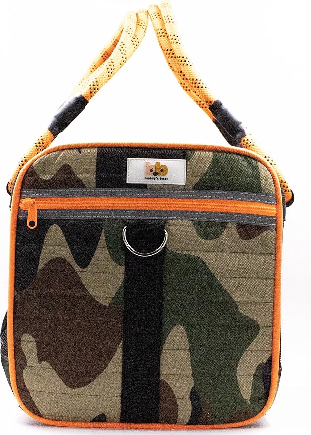 Buddy's Best Airline Approved Pet Carrier – Army Camo & Orange - Image 3