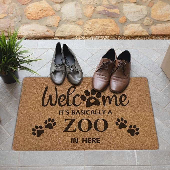 Funny Pet Welcome Door Mats, It's Basically a Zoo in Here Door Mat - Image 2