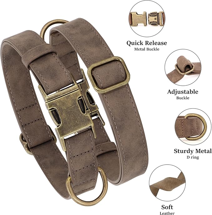 Didog Soft PU Leather Dog Collar, Stylish Quick Released Dog Collar - Image 2