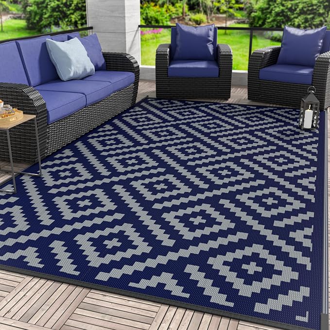 GENIMO Outdoor Rug for Patio Clearance, Reversible Plastic Straw Rugs for RV by GENIMO