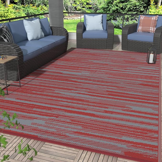 GENIMO Outdoor Rug for Patio Clearance, Reversible Plastic Straw Rugs for RV by GENIMO