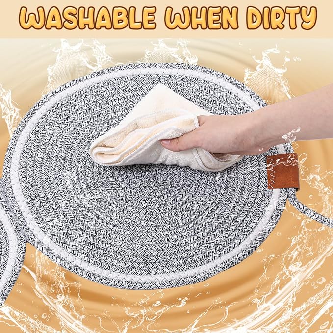25.6 Inch Large Scratching Mat for Indoor Cats Natural Cotton Rope Flat - Image 6