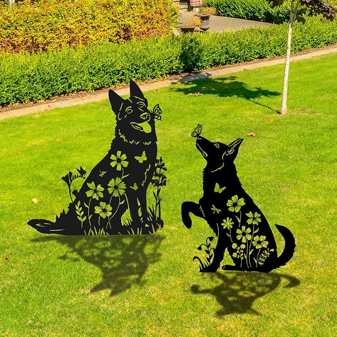 German Shepherd Metal Garden Stakes Yard Decor, Lawn Ornaments - Image 6