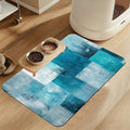 Blue Teal Dog Cat Food Mat–Christmas Stocking Absorbent Waterproof Placemat by LUTASER