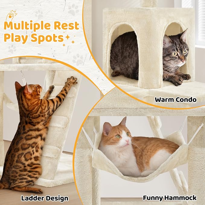 Yaheetech Cat Tree, 54in Tall Cat Tower - Image 4