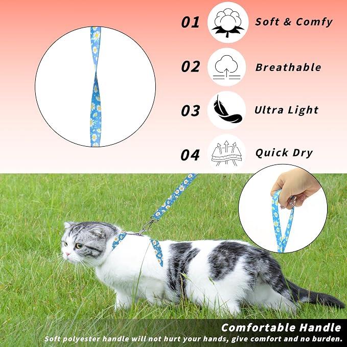 Cat Harness and Leash Set, Adjustable Kitten Harness Escape Proof Cats Harness - Image 3