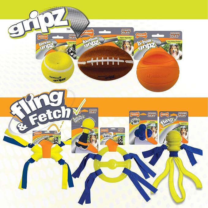 Nylabone Power Play Gripz Felt Basketball Rubber Fetch Toy, Squeaky Ball - Image 7