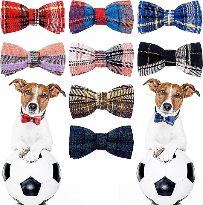 PET SHOW 8pcs Plaid Small Dogs Collar Bow Ties Puppies Cats Collar Charms by PETSHOW