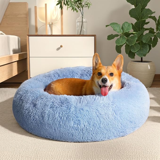 WESTERN HOME WH Calming Dog Bed & Cat Bed, Anti-Anxiety Donut Dog Cuddler Bed by WESTERNHOME