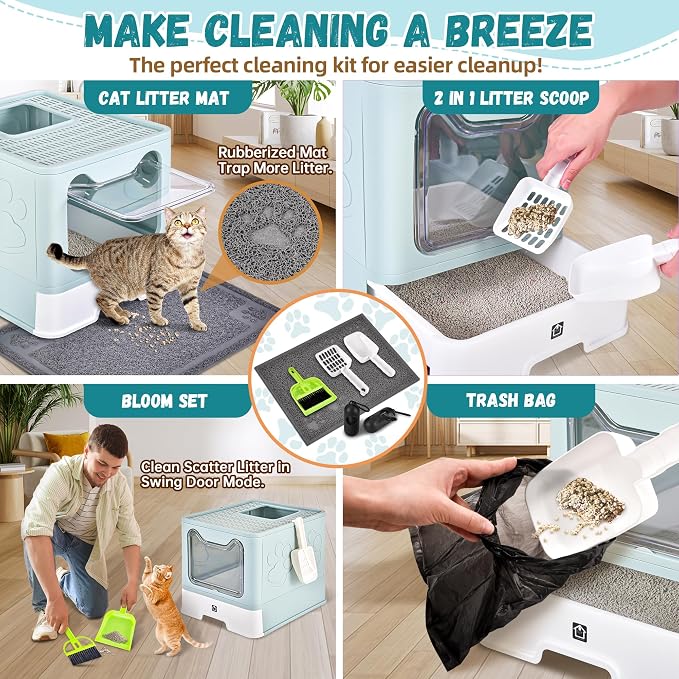 Enclosed Cat Litter Box with Lid Foldable Potty, Drawer Type Extra Large Cover - Image 6