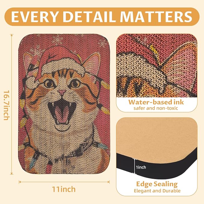 2 Packs Art Cat Wall-Mountable Scratching Board 16.7x11x1 Inch Cat Wall Scratch - Image 2