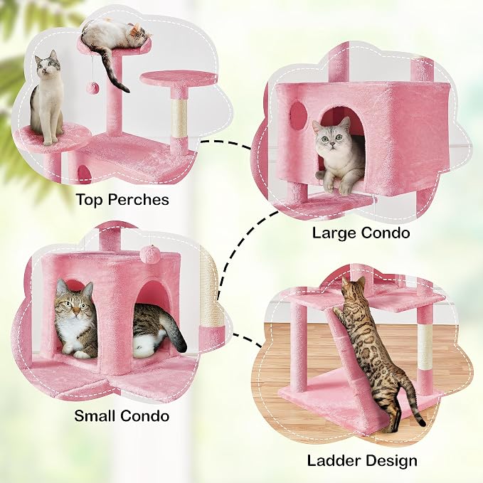 Yaheetech XL Cat Tree, 80in Multi-Level Cat Tower w/Scratching Posts, Double - Image 4