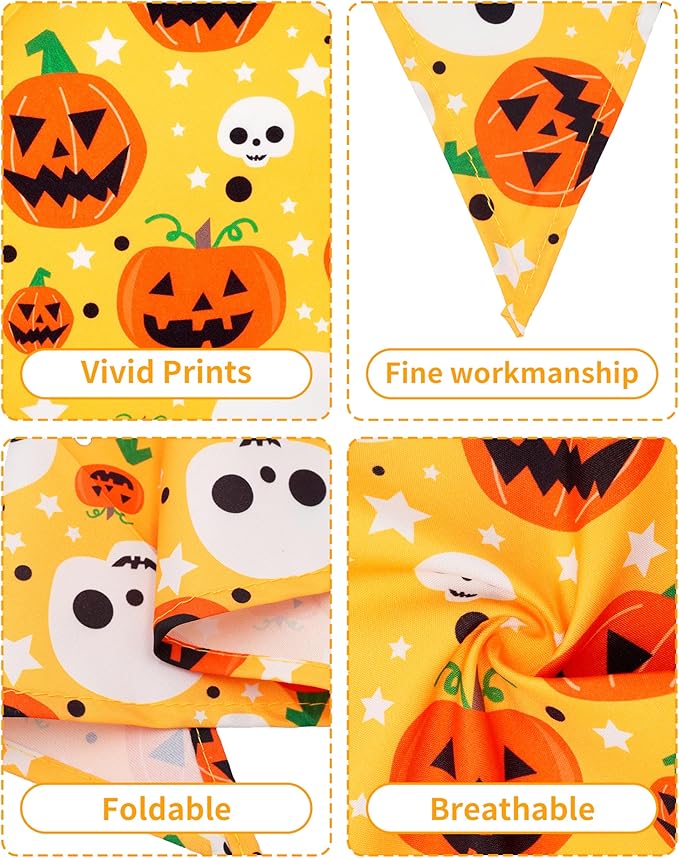 PET SHOW 50 Pack Halloween Big Dog Bandanas Bulk XL Washable Triangle Bibs - Image 4