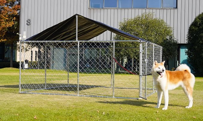 Petonly Outdoor Dog Enclosure Heavy Duty Dog Kennel House Mesh Dog Big Cage Pet - Image 6