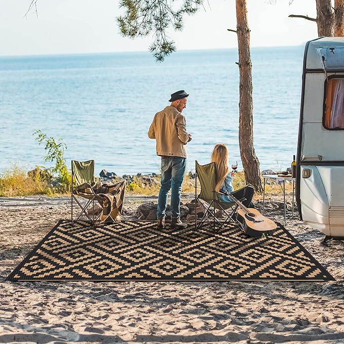 GENIMO Outdoor Rugs 8x10 Waterproof, Reversible Mats, Area Plastic Straw Rug - Image 2