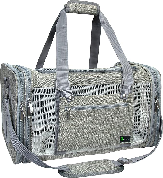 Soft-Sided Pet Carrier for Cats Small Dogs of 15 Lbs Medium Grey by NextFri