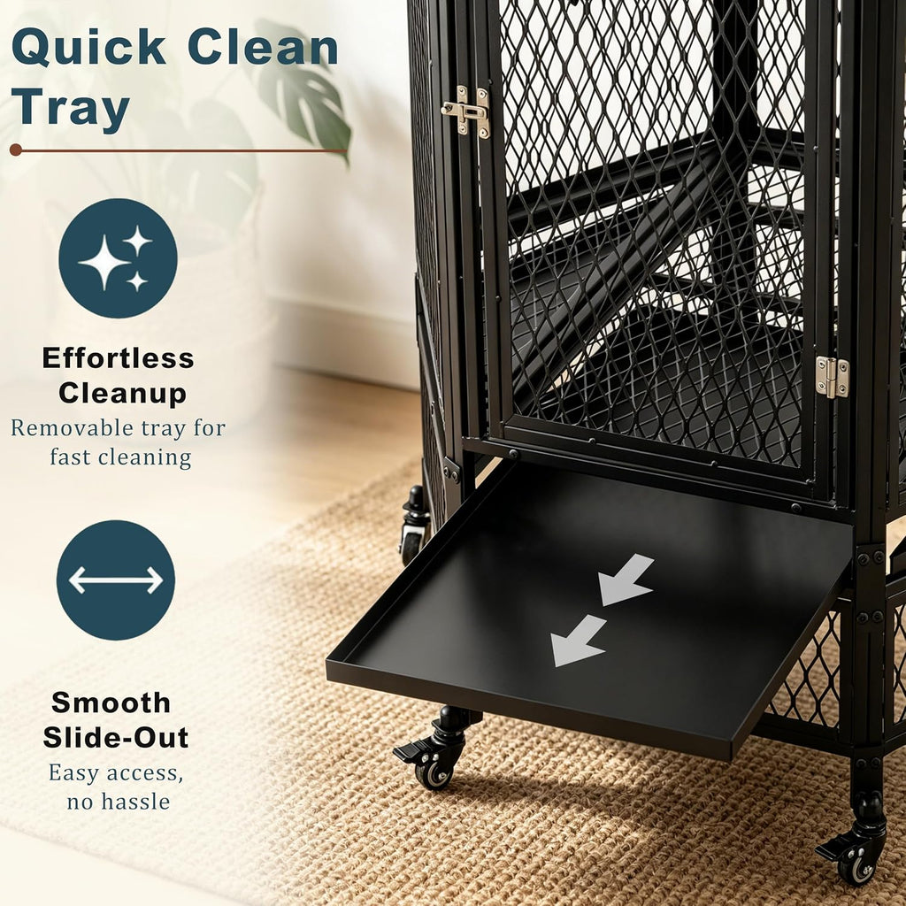 69 Inch Dome Top Bird Cage with Rolling Stand, Black - GlobalHabitat Supply