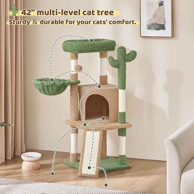 Yaheetech Cactus Cat Tree, 42in Cat Tower - Image 7