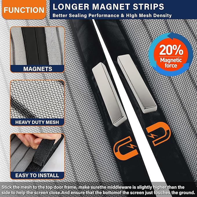 Magnetic Screen Door, Self Sealing Magnets, Easy Install Screen Doors - Image 3
