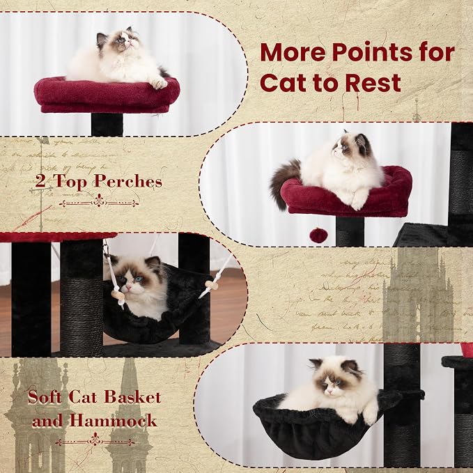 Cat Tree for Indoor Cats, Gothic Sturdy Cat Tree House - Image 5