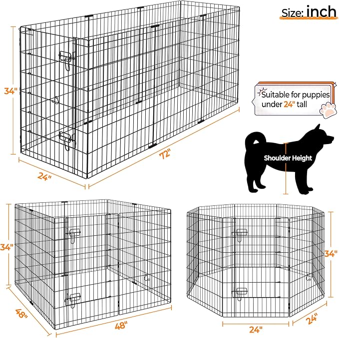 Yaheetech 34" High 8 Panel Foldable Metal Dog Exercise Pen Pet Playpen Dog - Image 7