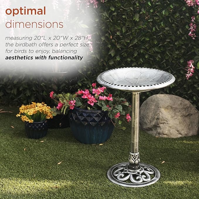 Alpine Corporation TEC116GR Outdoor Pedestal Birdbath w/Scrollwork Base and - Image 4