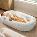 Bedsure Calming Human Dog Bed, Fluffy Faux Fur Orthopedic Pet Bean Bed by BEDSURE