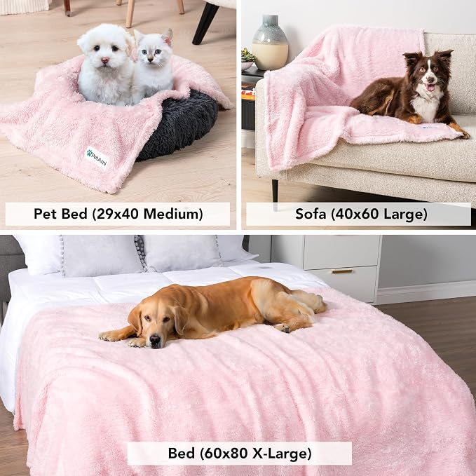 PetAmi Dog Blanket for Small Dogs Pink, Fluffy Soft Puppy Blanket, Sherpa - Image 5