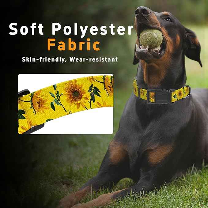 Dog Collar, Floral Boys Girls Puppy Collar, Adjustable Soft Pet Collar