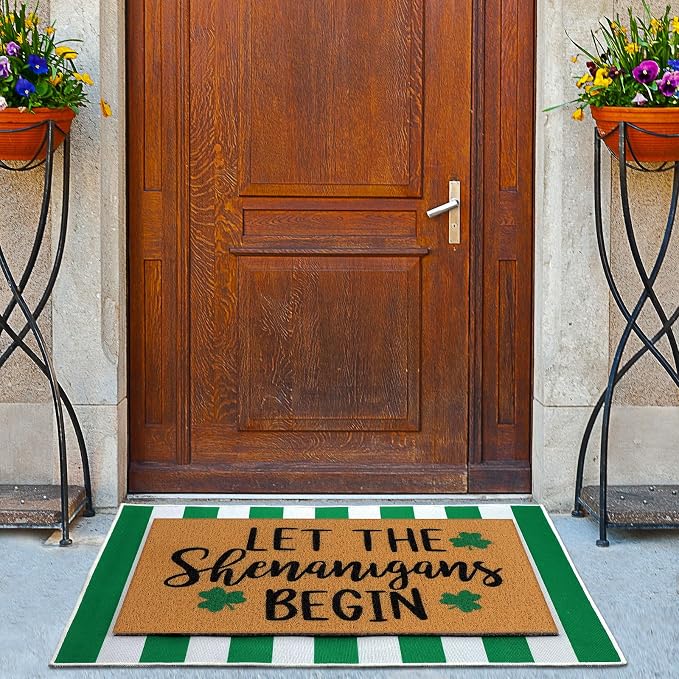 Tinideya 2 Pcs Irish Festival Door Mat Fest Welcome Non Slip Coir Mats - Image 4