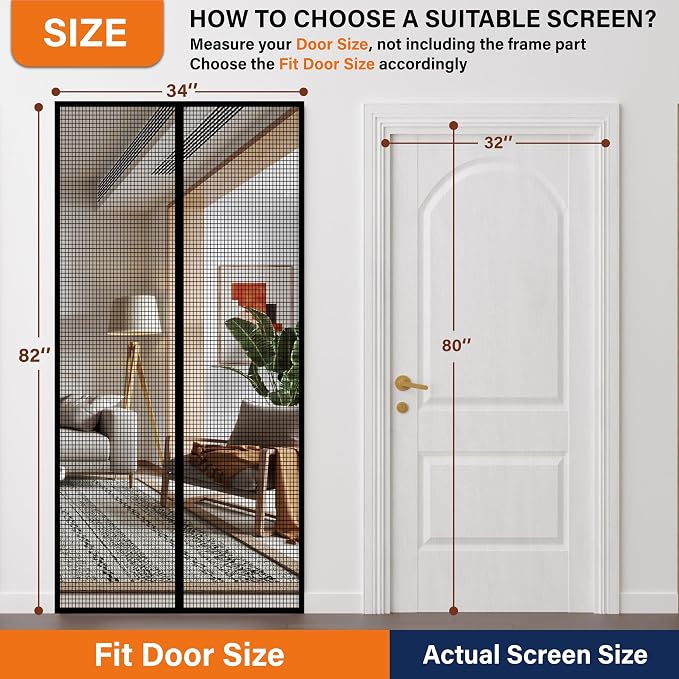Magnetic Screen Door，Fiberglass Screen Door Mesh，Keep Bugs Out, Heavy-Duty Mesh - Image 2