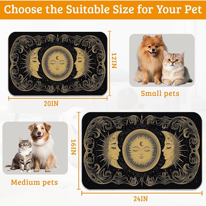 Dog Bowl Mat, Moon Sun Pet Feeding Mat - Image 6