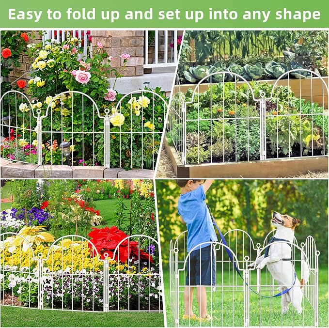 30 Pack White Decorative Garden Fence, 17in x33ft Garden Fencing Animal Barrier - Image 5