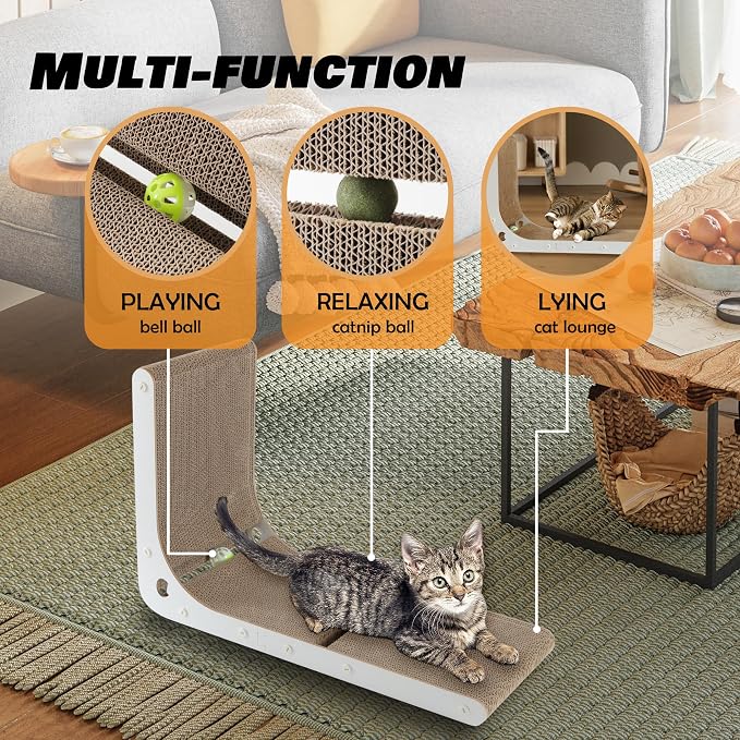 Cardboard Cat Scratcher, Vertical Cat Scratching Board, 23.6 Inch L-Shape Cat - Image 3