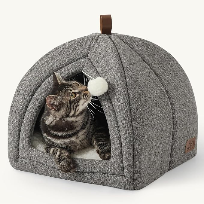Bedsure Cat Beds for Indoor Cats - 2 in 1 Cat Cave House Tent for Kittens and by BEDSURE