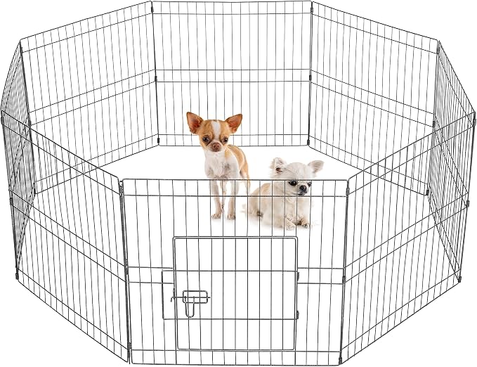 Yaheetech 24" High 8 Panel Foldable Metal Dog Exercise Pen Pet Playpen Dog by Yaheetech