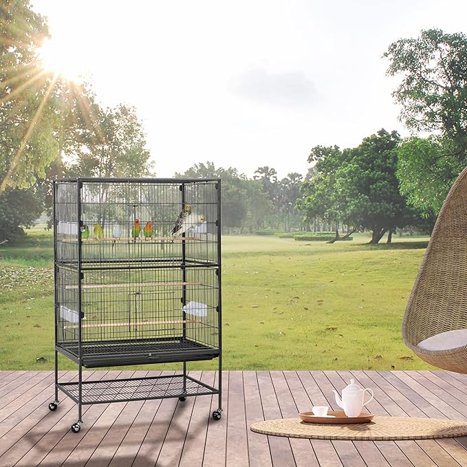 Topeakmart Wrought Iron Large Flight Parrot Bird Cage - Image 2